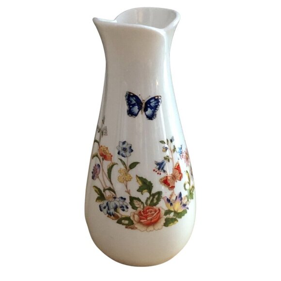 Aynsley Other - Aynsley Cottage Garden Flowers & Butterfly White Blue Pink Georgian Vase